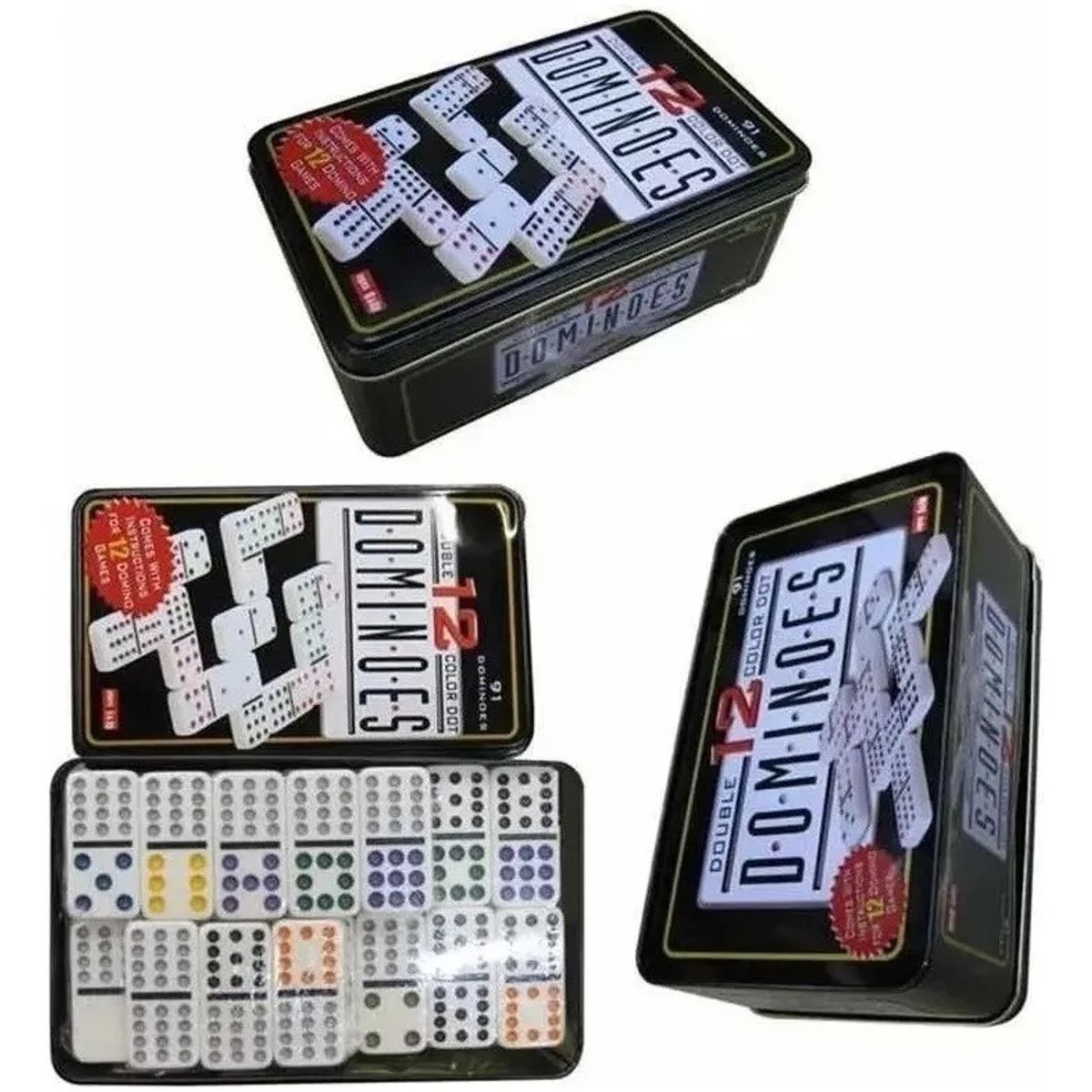 GENERICO - Domino Chancho Juego Dominó Caja Metálica 91 Piezas