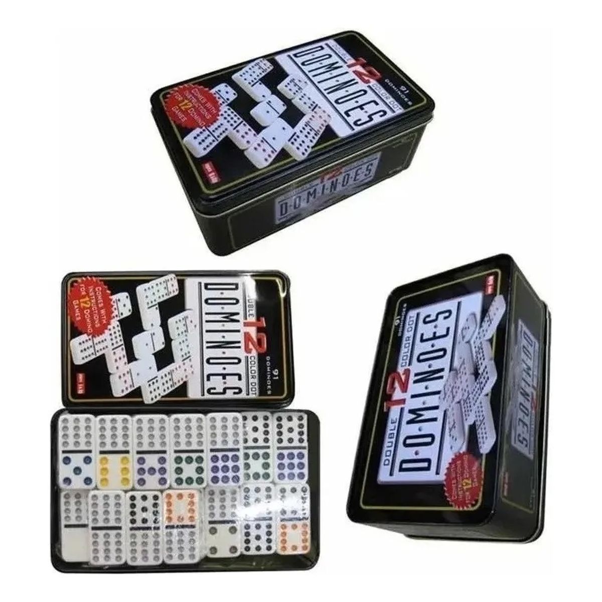 GENERICO - Domino Chancho Juego Dominó Caja Metálica 91 Piezas