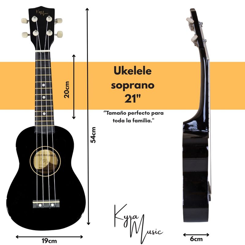 GENERICO - Ukelele Soprano Concierto Acustico Kyra Kit Funda Accesorios