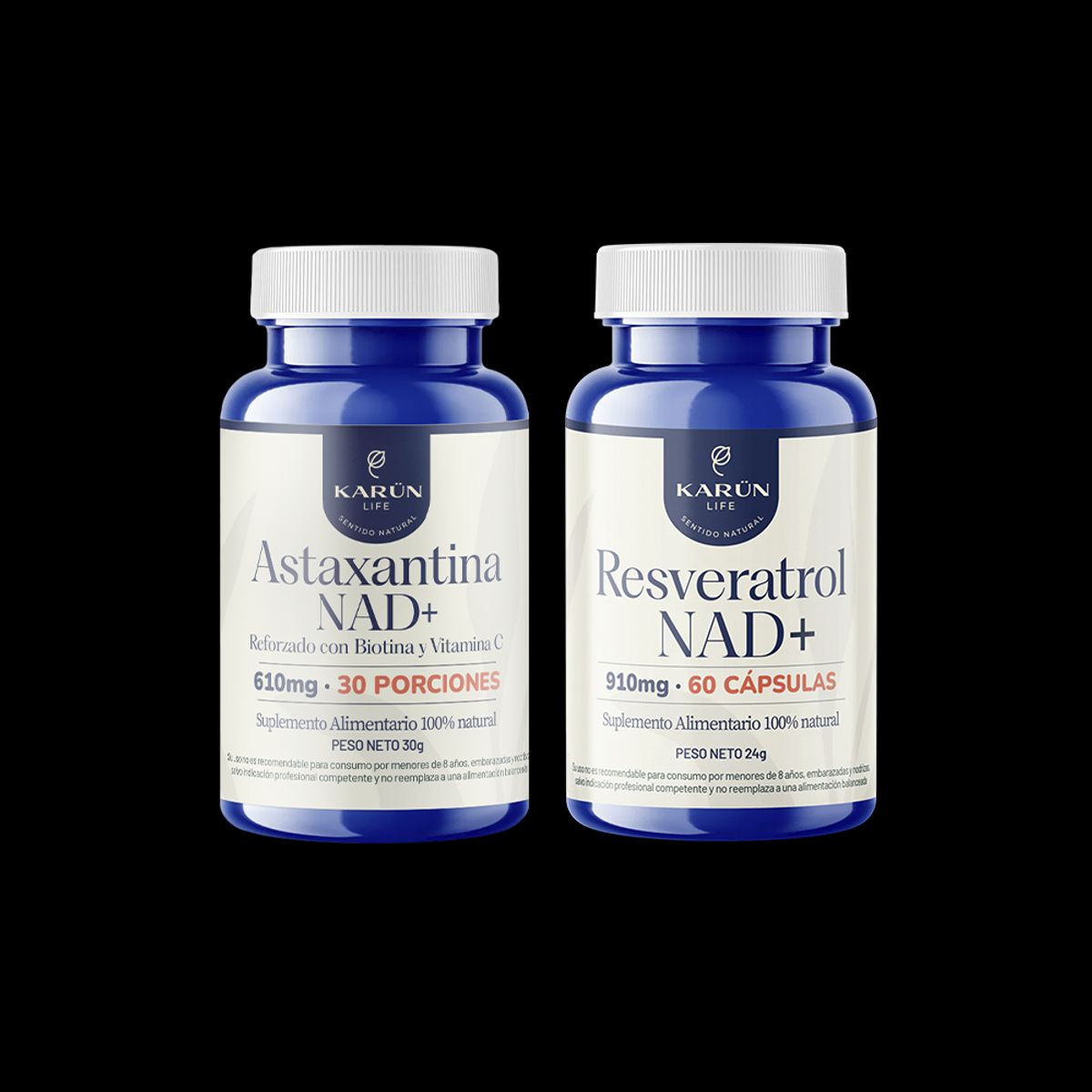 KARUNLIFE - Pack Antioxidante Celular Premium: Astaxantina NAD+ y Resveratrol NAD+ 120 Cápsulas Karun Life