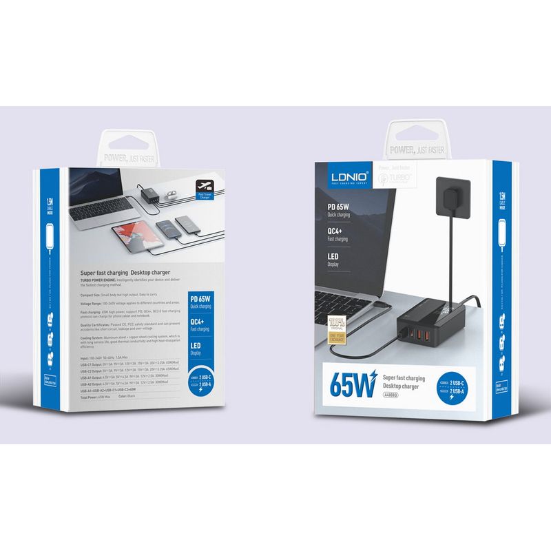 LDNIO - Cargador GaN 65W LDNIO A4808Q