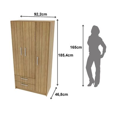 Imagen 2 del producto Closet 3 puertas +2 Cajones almendra RP1901