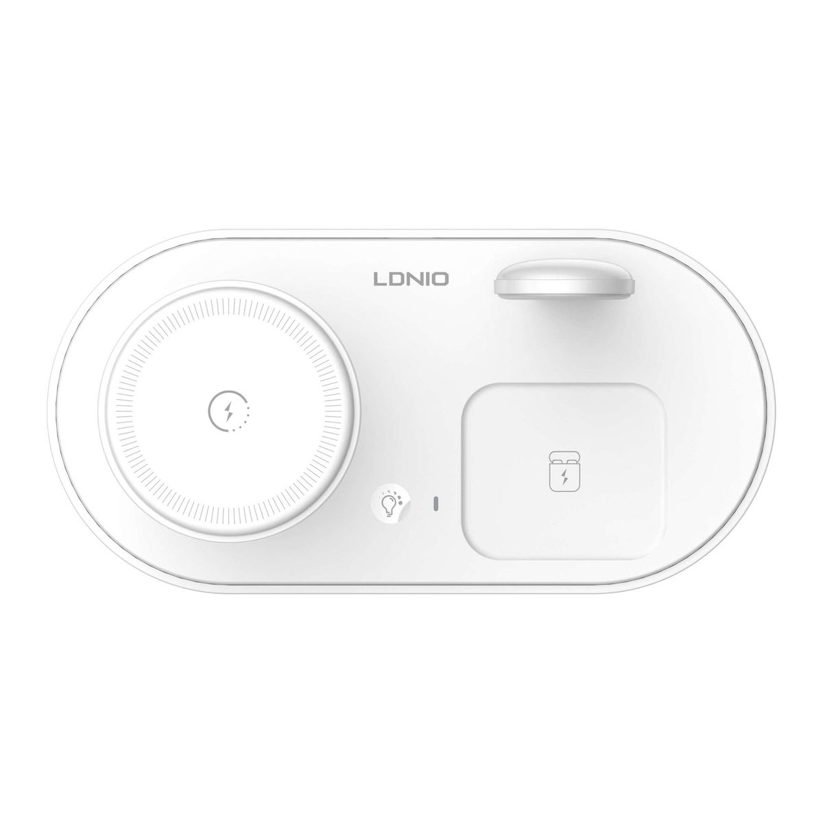 LDNIO - Estación de Carga Inalámbrica 5 en 1 - Teléfono, reloj, audífonos - Luz Nocturna LED - LDNIO WL01