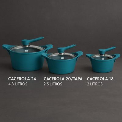 Imagen 2 del producto Batería Cocina 6 Piezas Aluminio Fundido Celeste 2.0