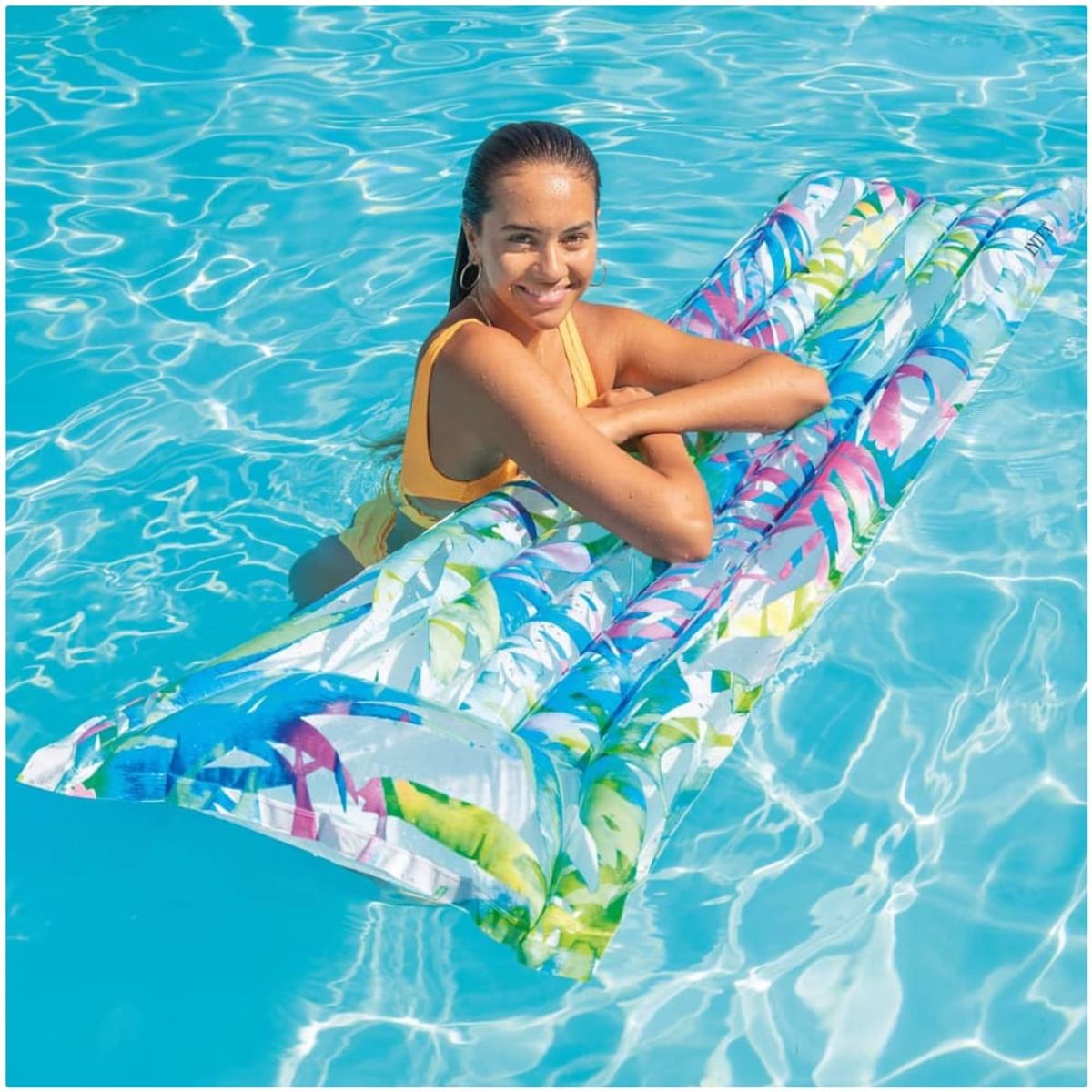 INTEX - Colchoneta Inflable INTEX Tropical Fashion Hojas Tropicales