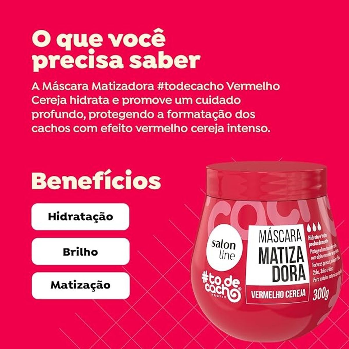 SALON LINE - MASCARA MATIZADORA TO DE CACHO ROJO CEREZA 300GR SALON LINE