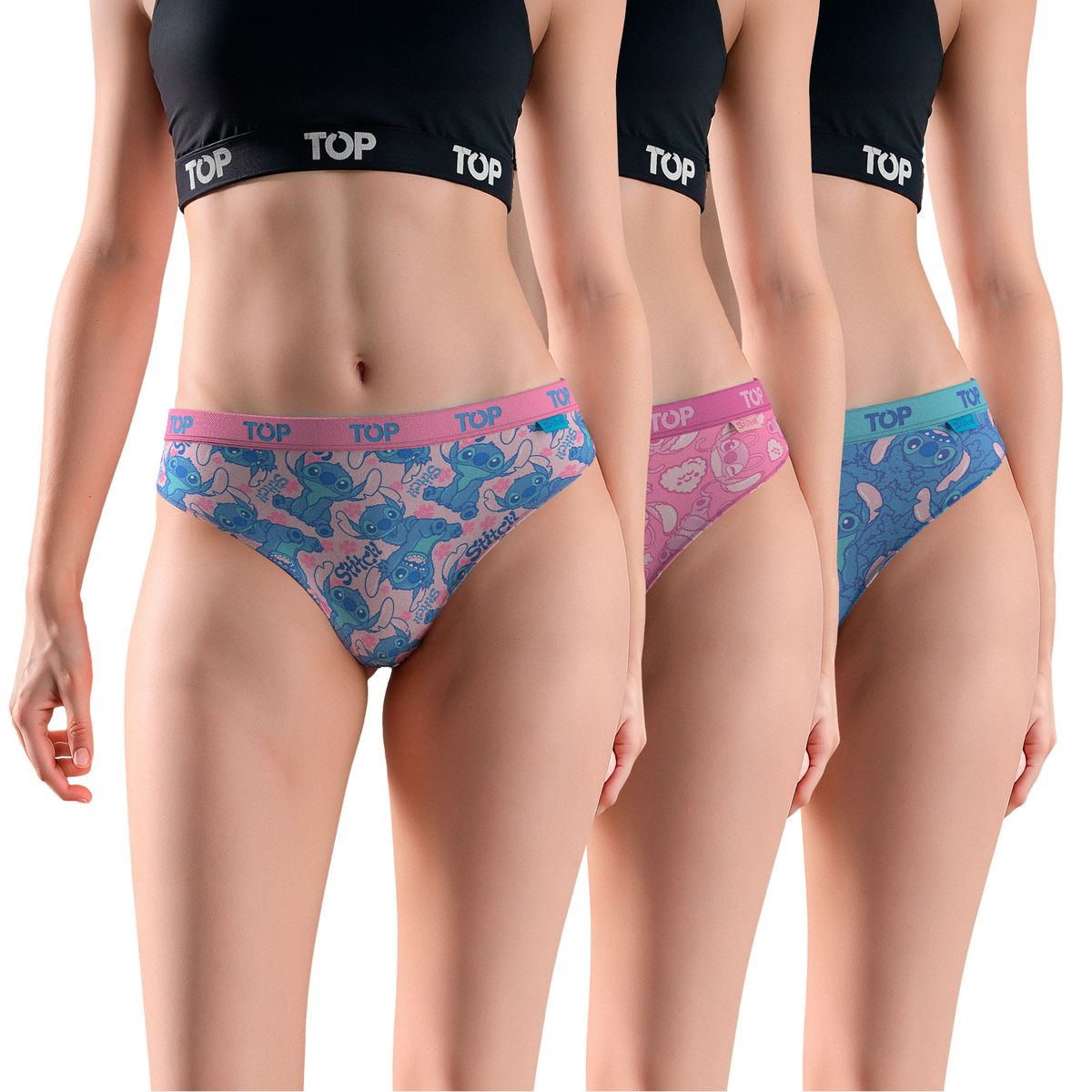 TOP - Calzón Bikini Algodón Pack 3 Stitch C2 Top
