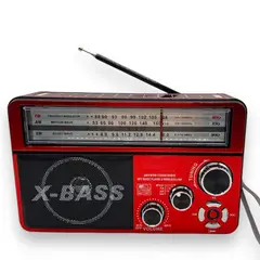 GENERICO - Radio Linterna Portátil Solar Bluetooth Recargable Y A Pilas Retro Rojo