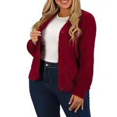 MPROPIA - Cardigán Mujer botones peludo colores