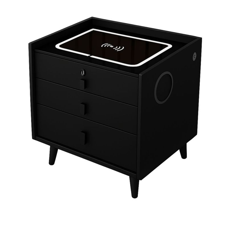 TODODESCUENTO - Velador Inteligente Carga Inalámbrica Bluetooth Luz- Negro