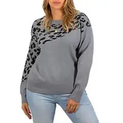 MPROPIA - Sweater Pullover Mujer Animal Print Bicolor