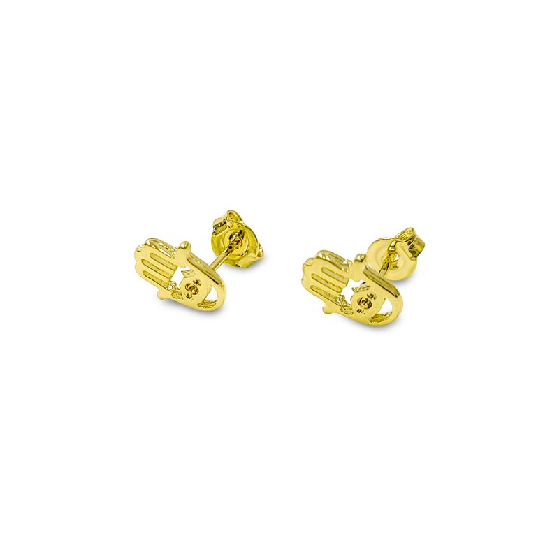 ANDREA COGGIOLA JOYAS - Aros Mini Mano De Fátima Calado Enchapado Oro 18K