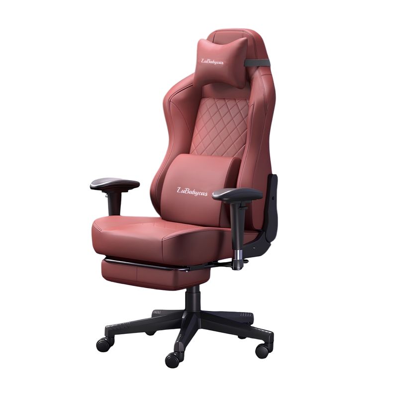LUBABYCAS - Silla Gamer Premium Reclinable Reposapies Power Roja