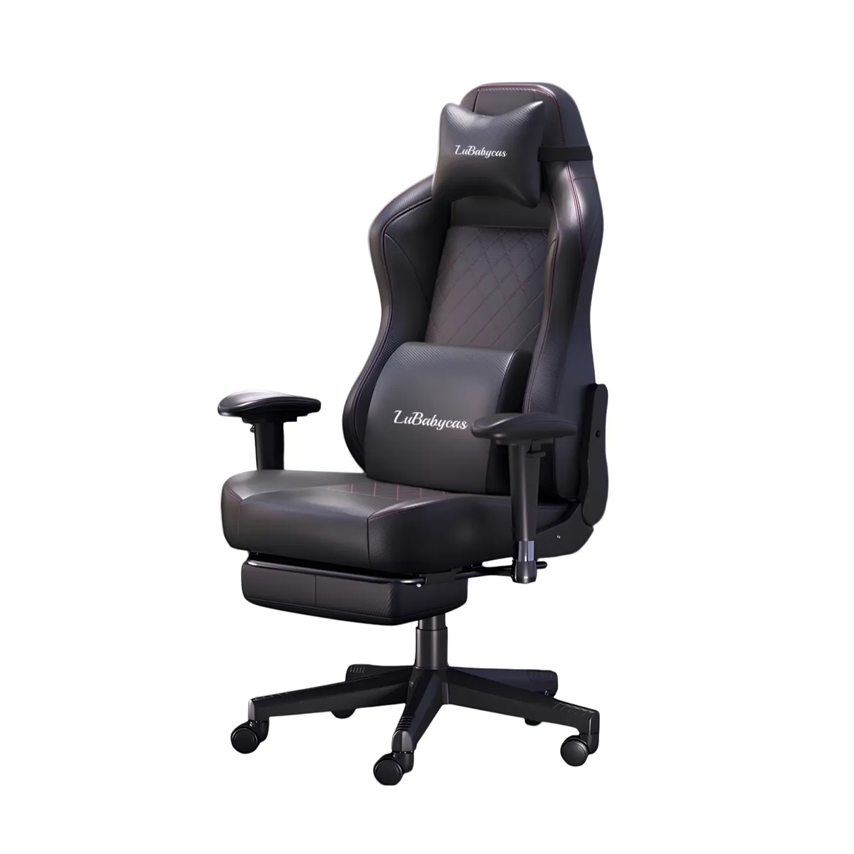 LUBABYCAS - Silla Gamer Premium Reclinable Reposapies Power Negra
