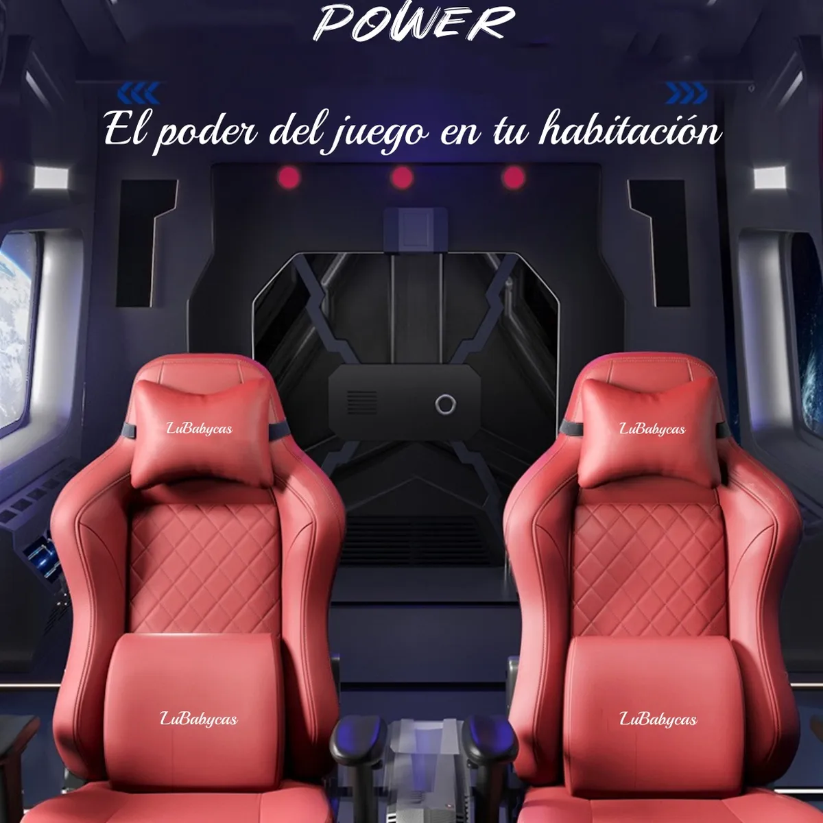 LUBABYCAS - Silla Gamer Premium Reclinable Reposapies Power Negra