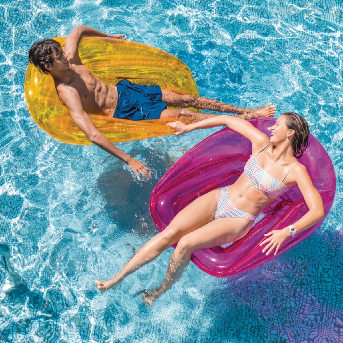 INTEX - Flotador Sillón Inflable INTEX Transparent Lounges Rosado