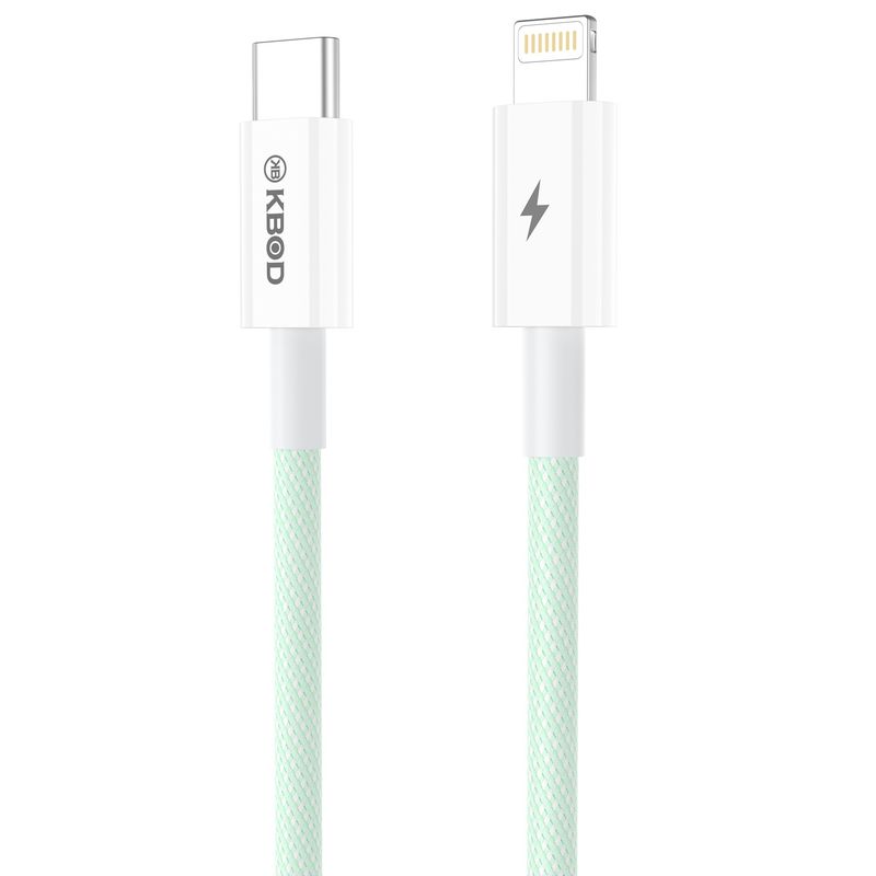 KBOD - Cable de Carga y Datos Trenzado Nylon 1mt Kbod CBO15 Para IP Verde