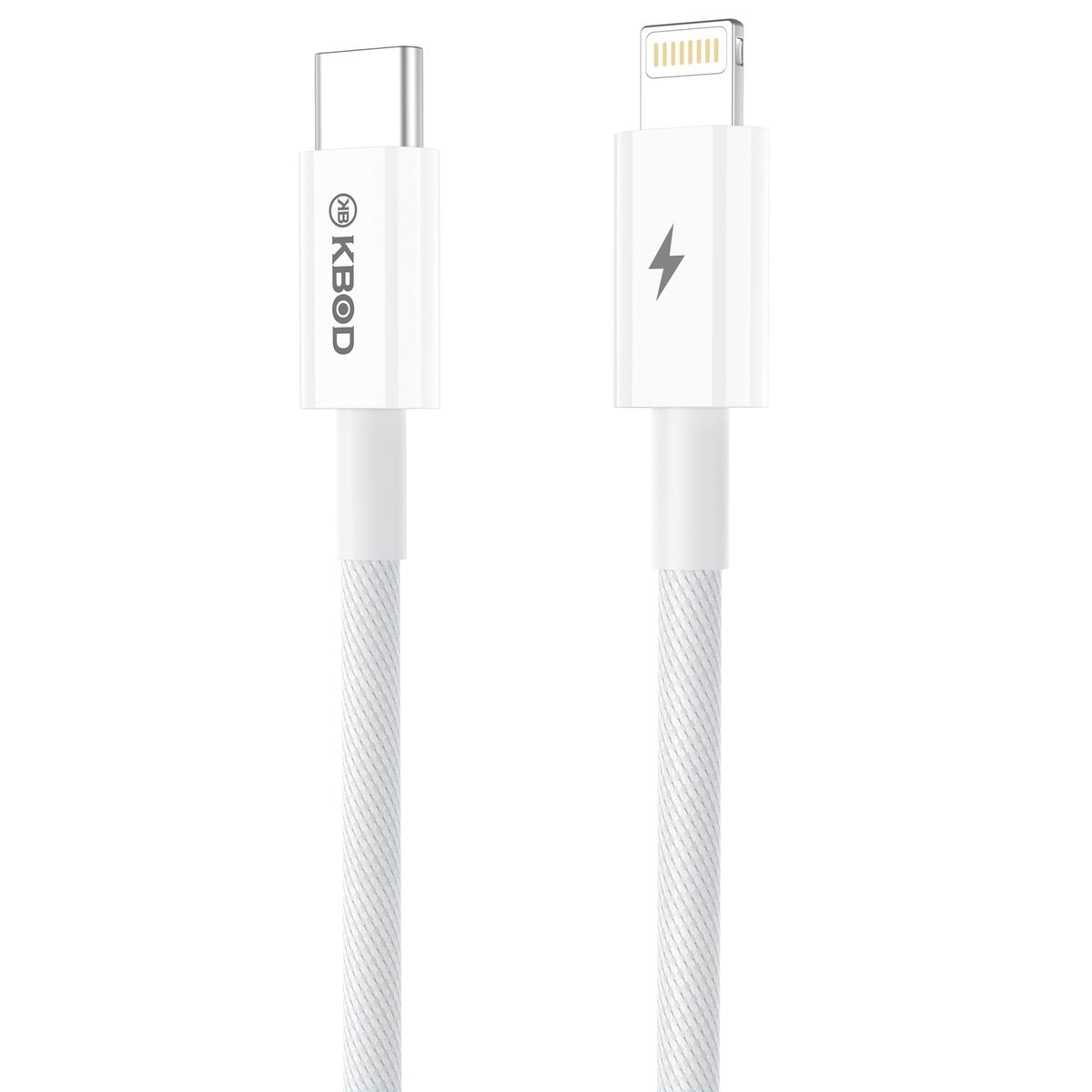 KBOD - Cable de Carga y Datos Trenzado Nylon 1mt Kbod CBO15 Para IP Blanco