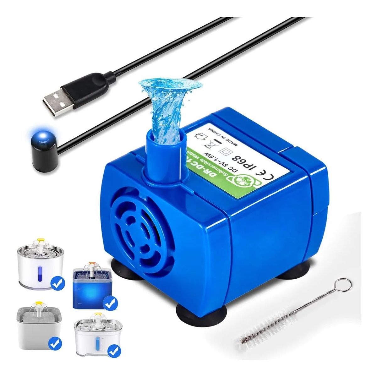 SHOP EHOME BAG - Bomba Agua Para Bebedero Mascota Sumergible Usb Con Luz Led