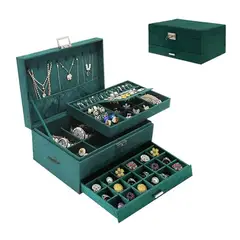 OFERTABKN - Joyero Organizador De Joyas 2 Niveles Con Cajon Y Llave