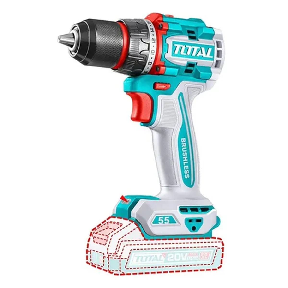 TOTAL TOOLS - Taladro Atornillador Inalambrico 13mm 20v Total Tdli205581