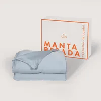 Manta Pesada Premium + Cobertor Bambú 2 Plazas 8 Kg Antiestrés