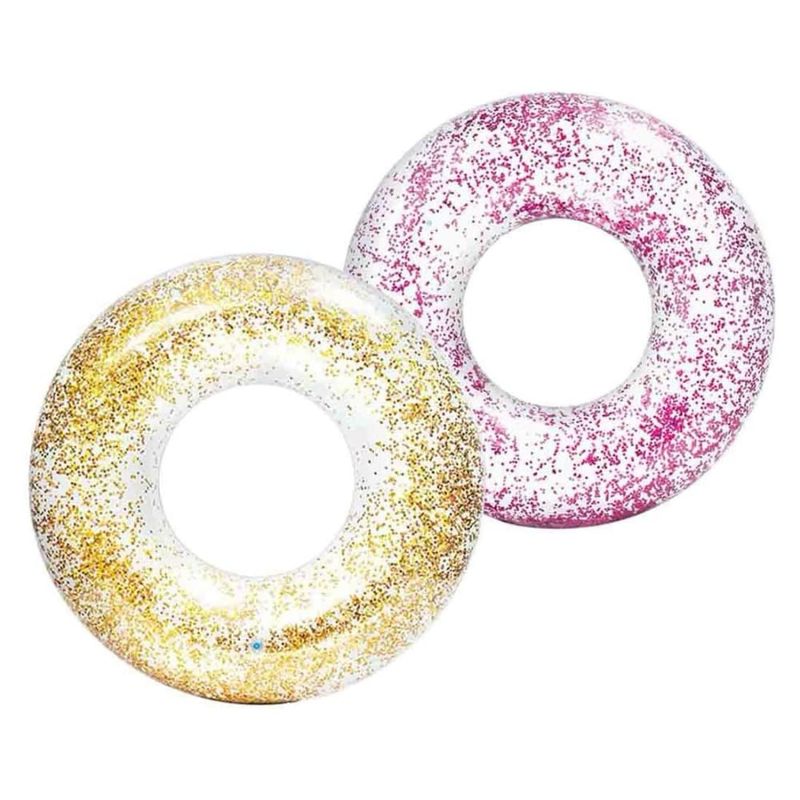 INTEX - Flotador Anillo Transparente Glitter INTEX Dorado
