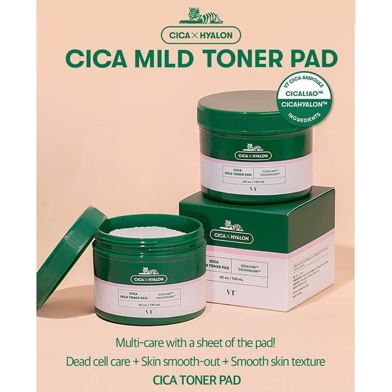 VT COSMETICS - Cica Mild Toner Pad 60 un 120 ml VT COSMETICS