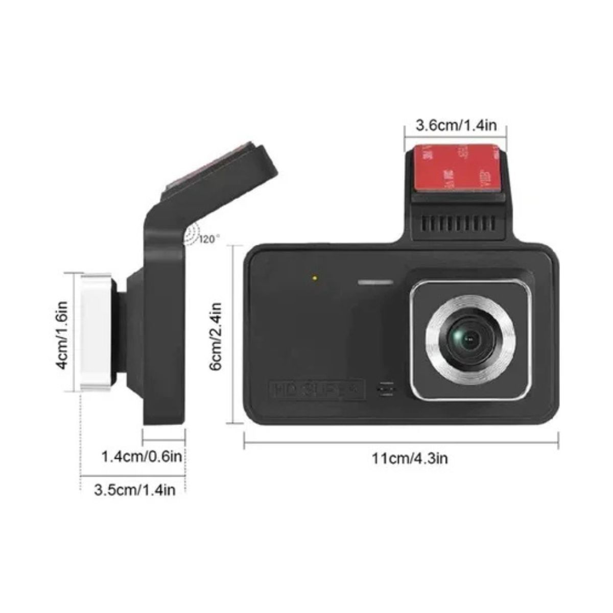 IRM - Camara Dashcam Dvr Hd Pantalla 4.0 Detector Movimiento