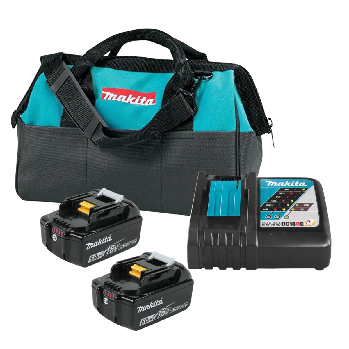 MAKITA - Kit Makita 2 Baterias 18v5Ah BL1850 Carg/Rapido Con Bolso