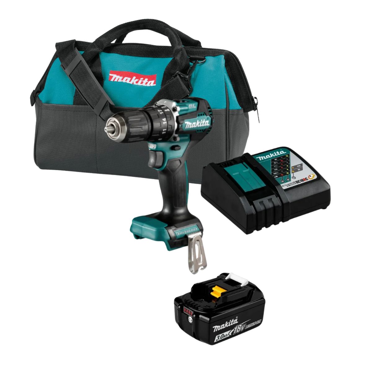 MAKITA - Taladro Percutor Inalámbrico 18v Car/Bat 3Ah/Bolso DHP487RF
