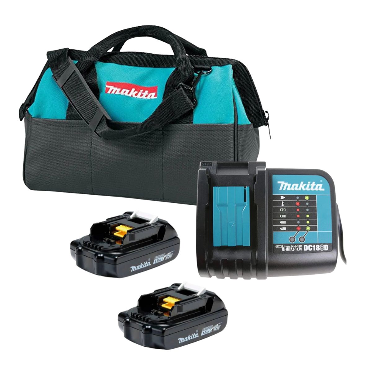 MAKITA - Kit 2 Baterias 18v 1.5ah Makita BL1815N + Cargador Con Bolso