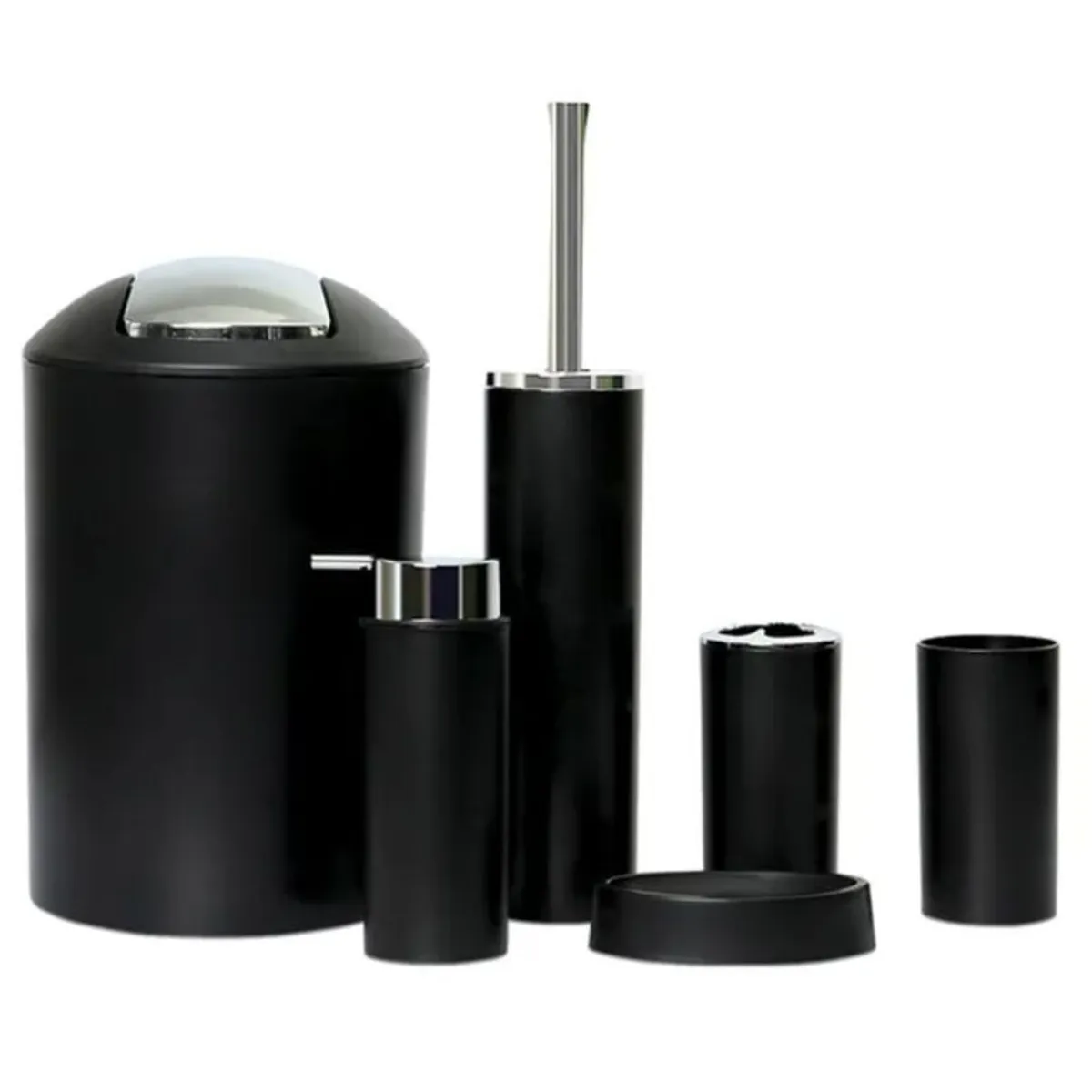 GENERICO - Set Juego De Baño 6 Piezas Accesorios  Negro