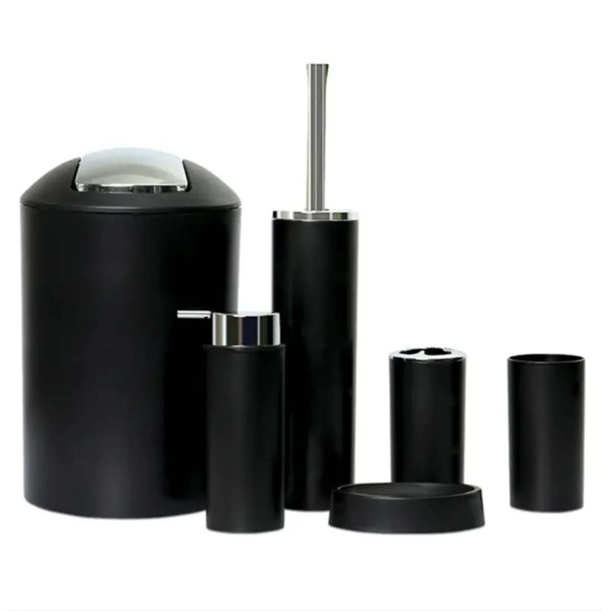 GENERICO - Set Juego De Baño 6 Piezas Accesorios  Negro