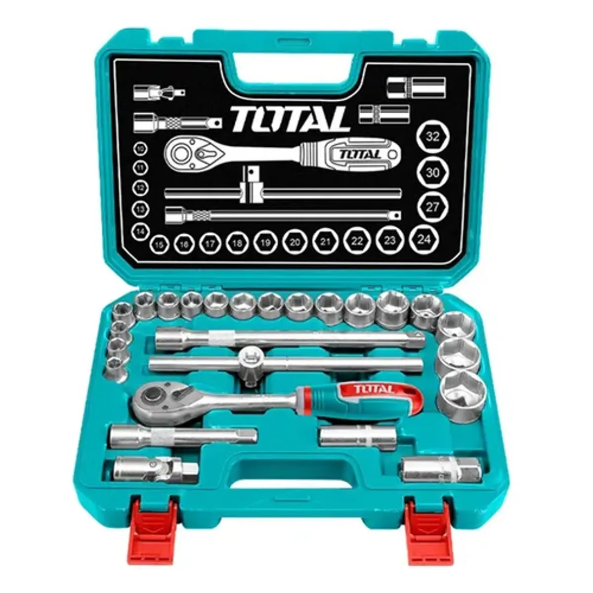 TOTAL TOOLS - Kit Set Juego Dados Chicharra 1/2 25 Piezas Total Tht121251