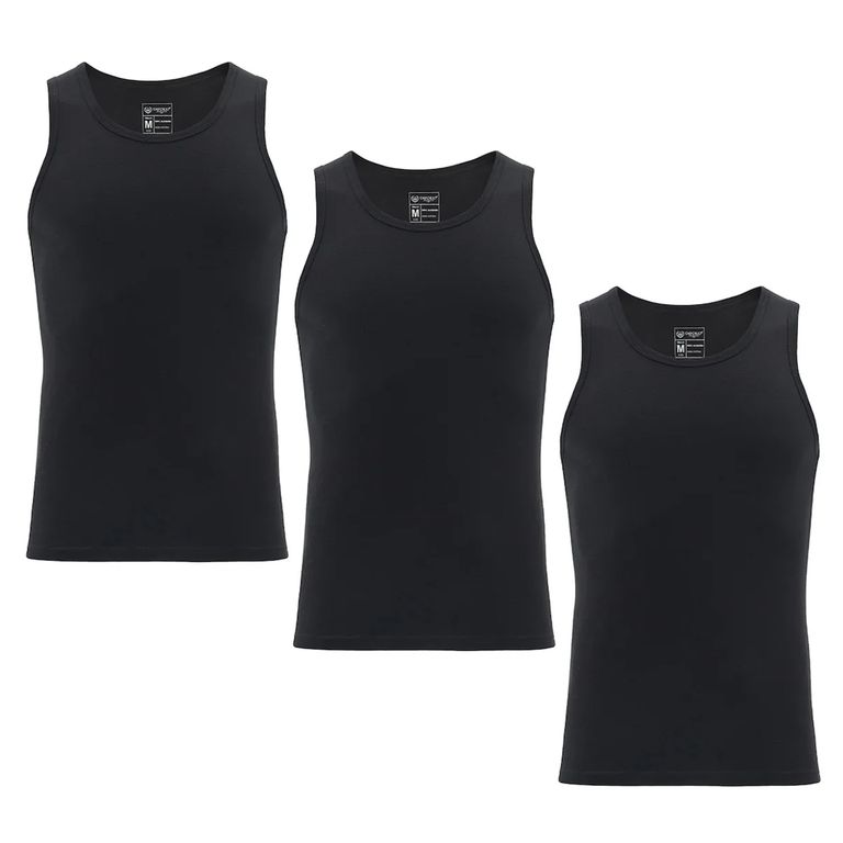 Pack de 3 Camisetas Sin Mangas Algodon Hombre Giovacchino Negro S