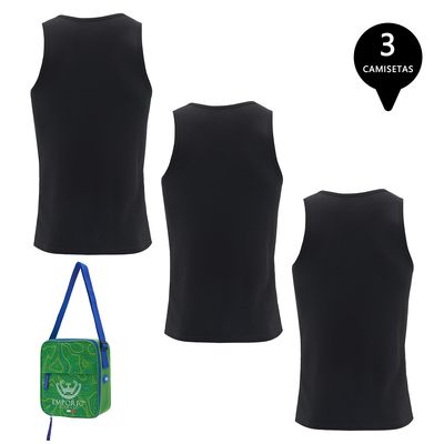 Imagen 2 del producto Pack de 3 Camisetas Sin Mangas Algodón Hombre Con Bolso de Regalo