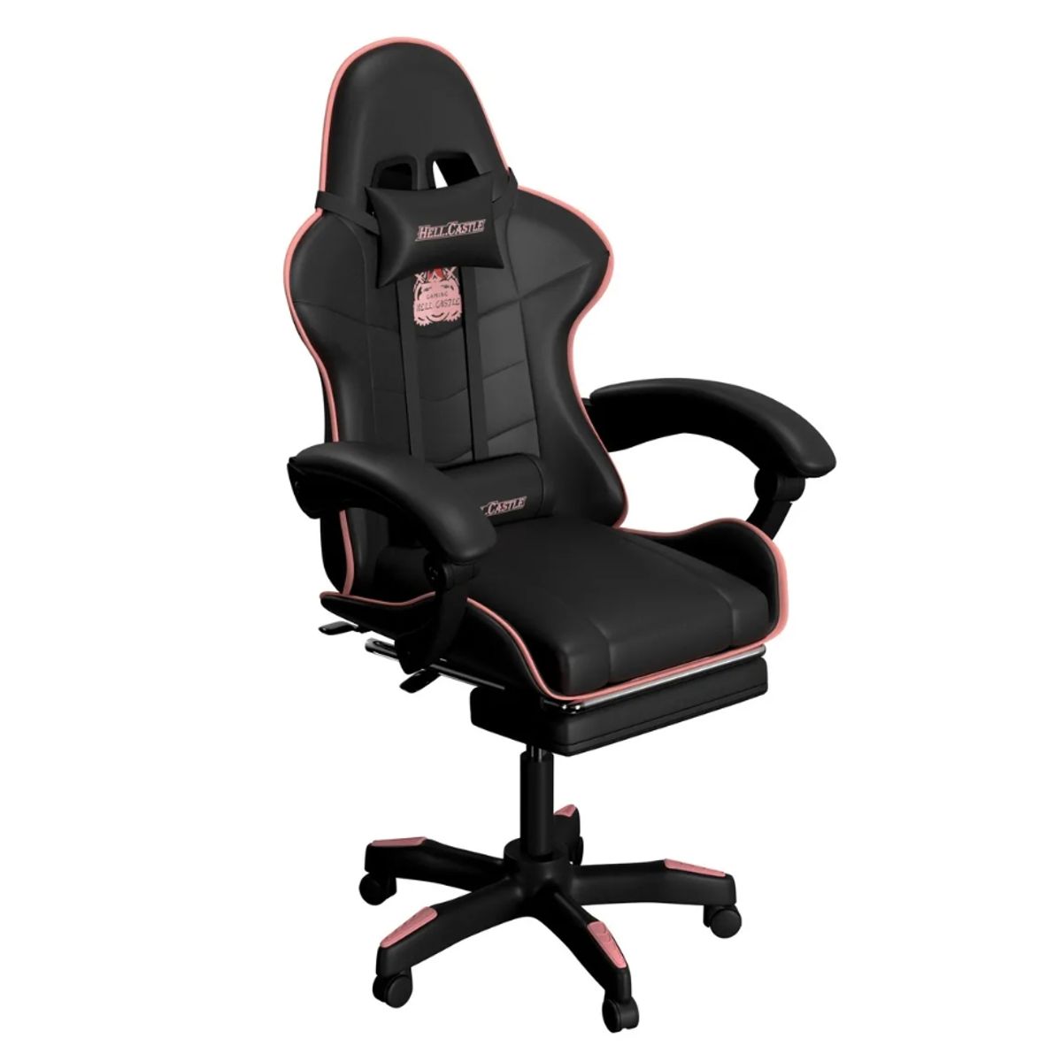 HELL CASTLE - Silla Gamer Hell Castle Reclinable  Lumbar Homer Negro Rosa