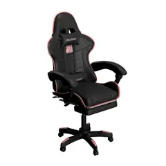 HOMER OUTDOOR - Silla Gamer Hell Castle Reclinable Lumbar Homer Negro Rosa