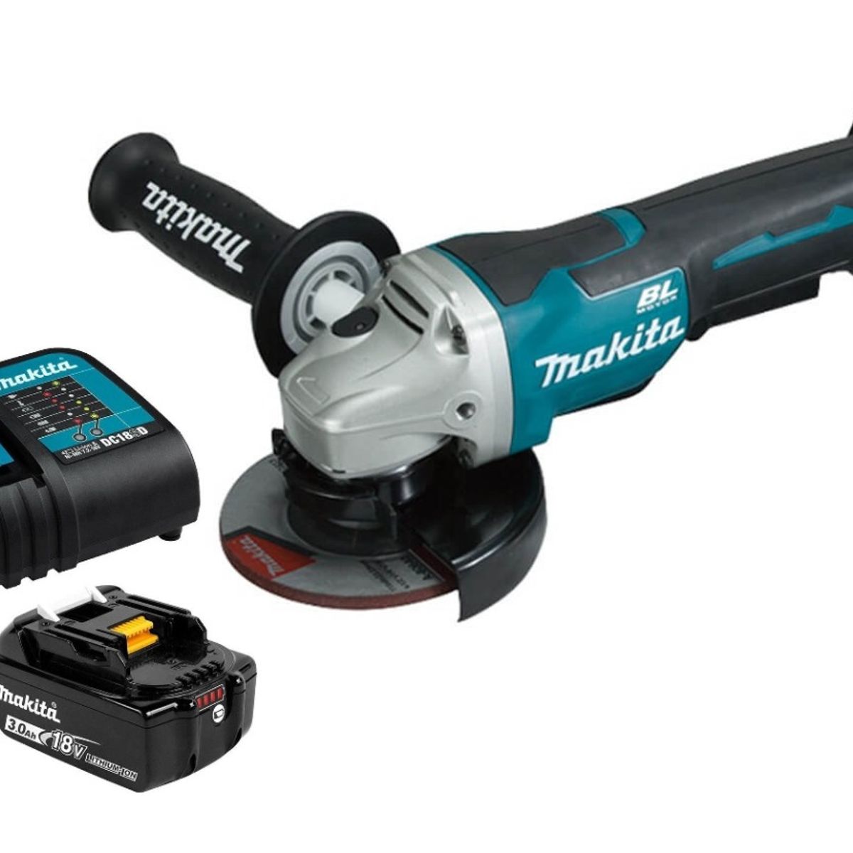 MAKITA - Esmeril Angular 4-12 Inalámbrico 18v Makita DGA455 3 Ah