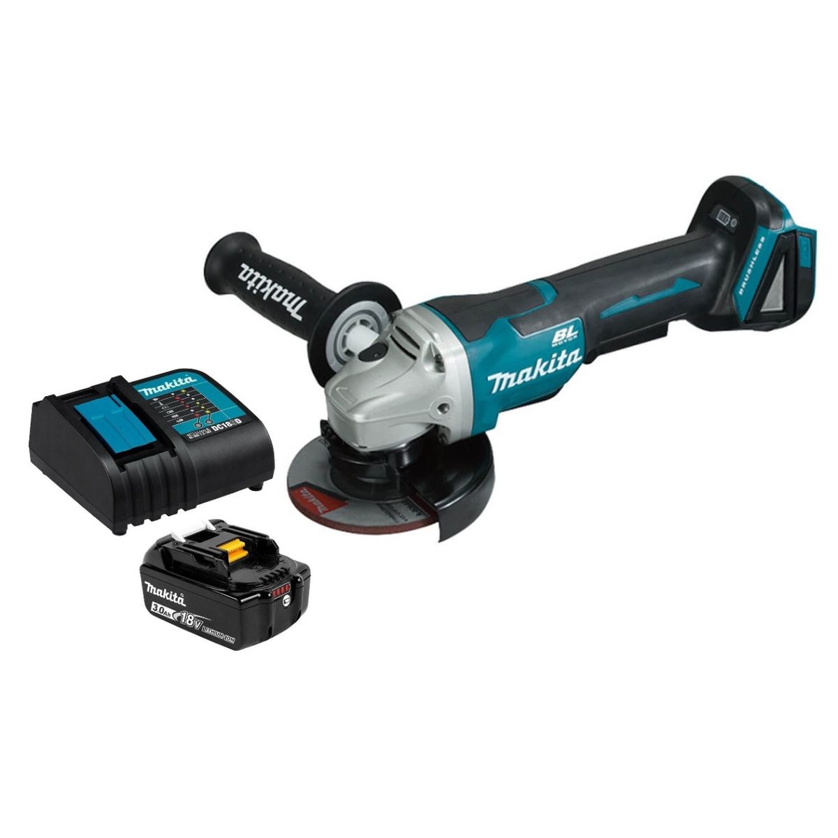 MAKITA - Esmeril Angular 4-12 Inalámbrico 18v Makita DGA455 3 Ah