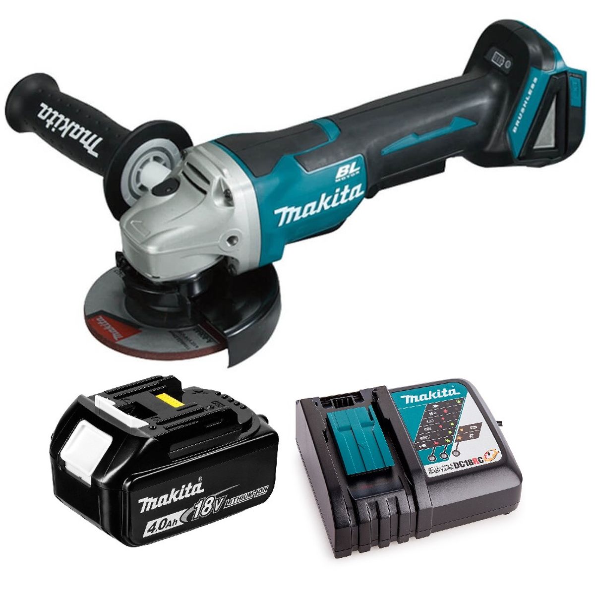 MAKITA - Esmeril Angular 4-12 Inalámbrico 18v Makita DGA455 4 Ah