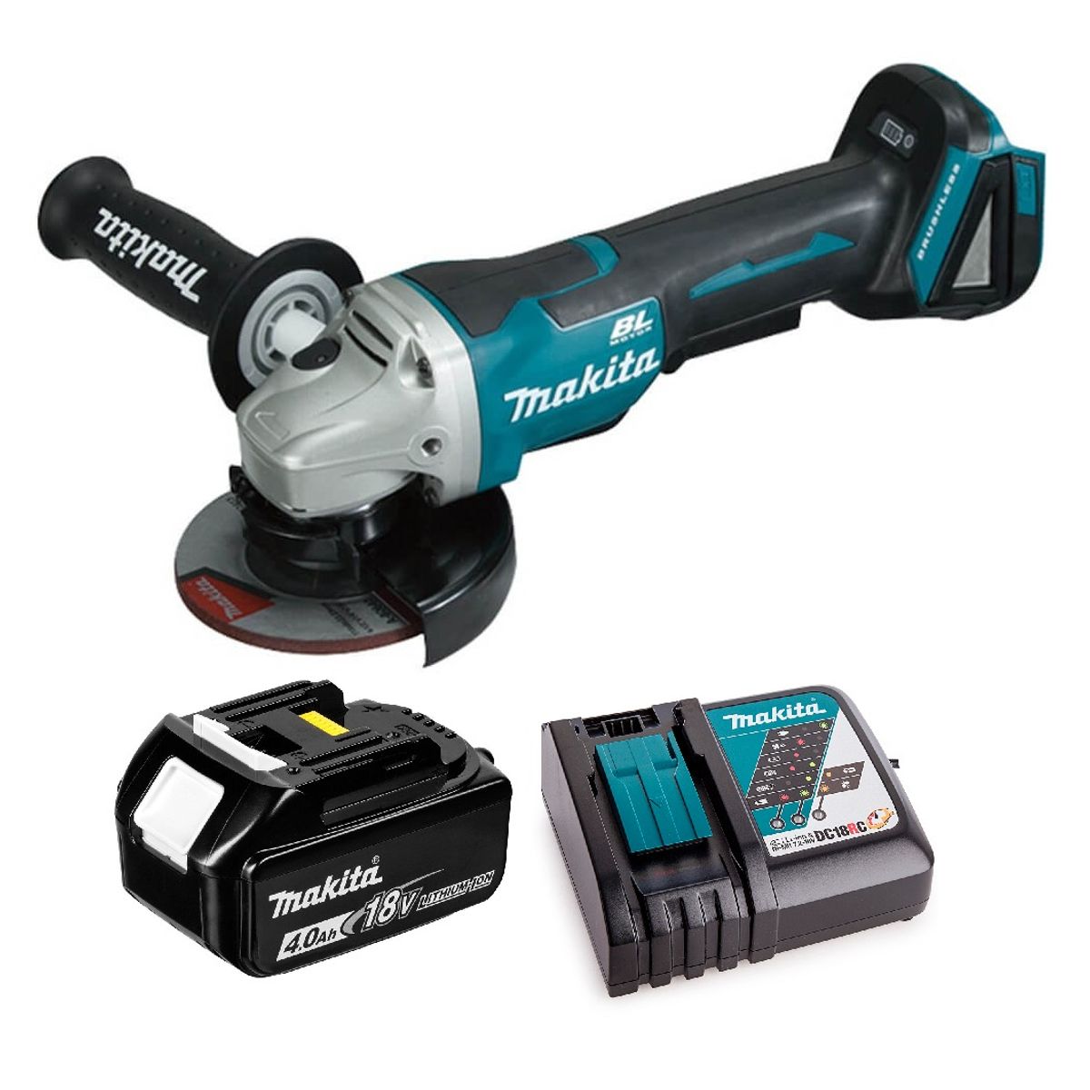 MAKITA - Esmeril Angular 4-12 Inalámbrico 18v Makita DGA455 4 Ah