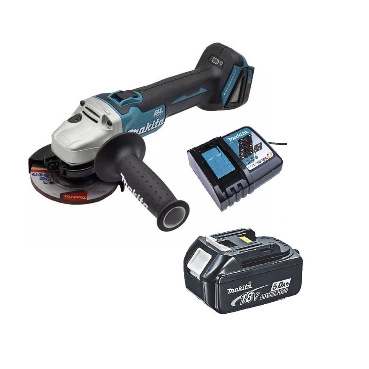 MAKITA - Esmeril Angular 4-12 Inalámbrico 18v Makita DGA455 5 Ah