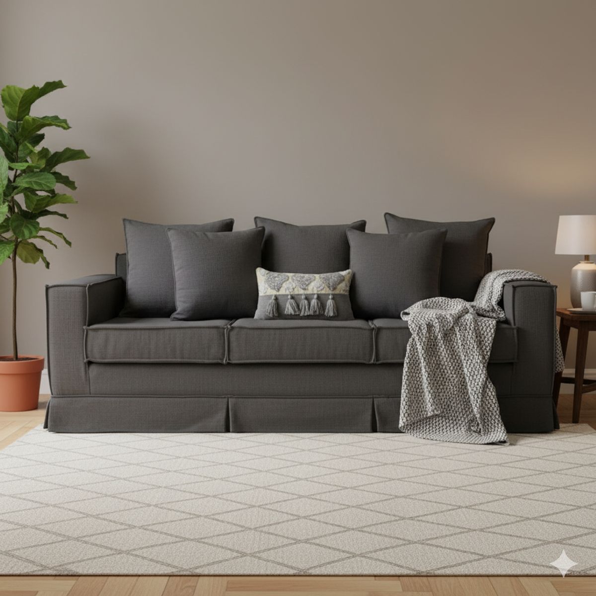 MUNDO LIVING - Sofa 3 cuerpos Sahara Marengo con Resortes Pocket Spring U.S.A