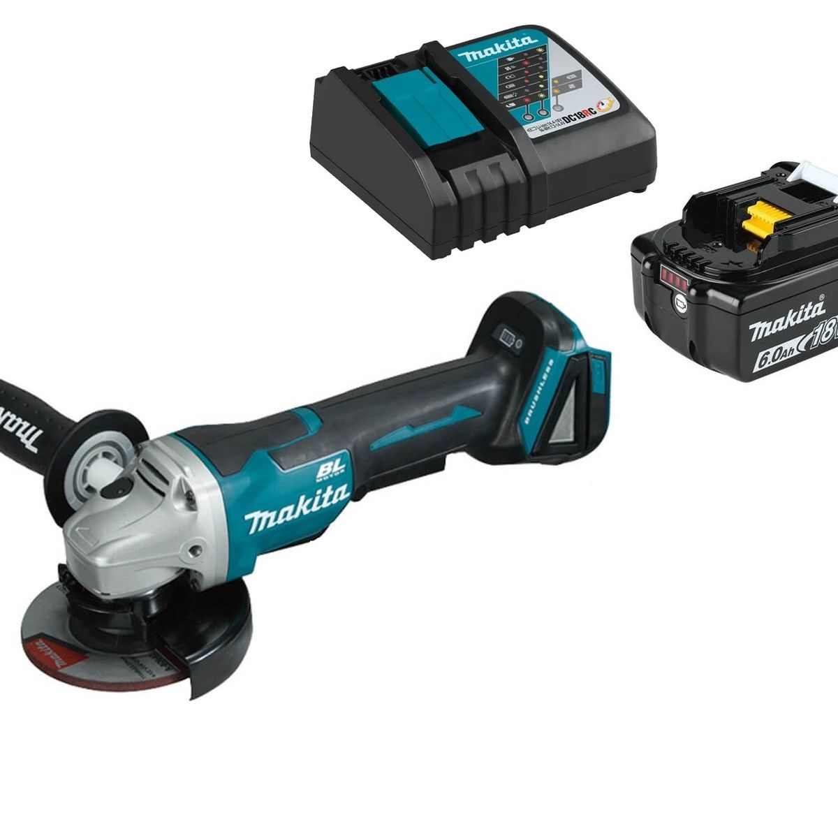 MAKITA - Esmeril Angular 4-12 Inalámbrico 18v Makita DGA455 6 Ah