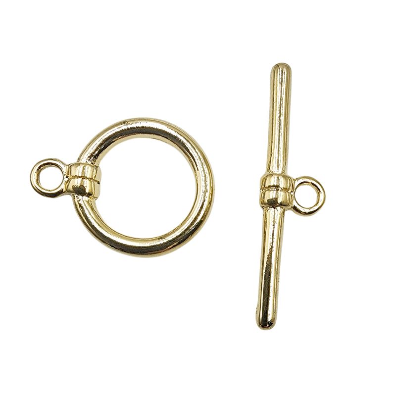 GENERICO - Broche redondo palito 13 mm baño de oro 6 unidades