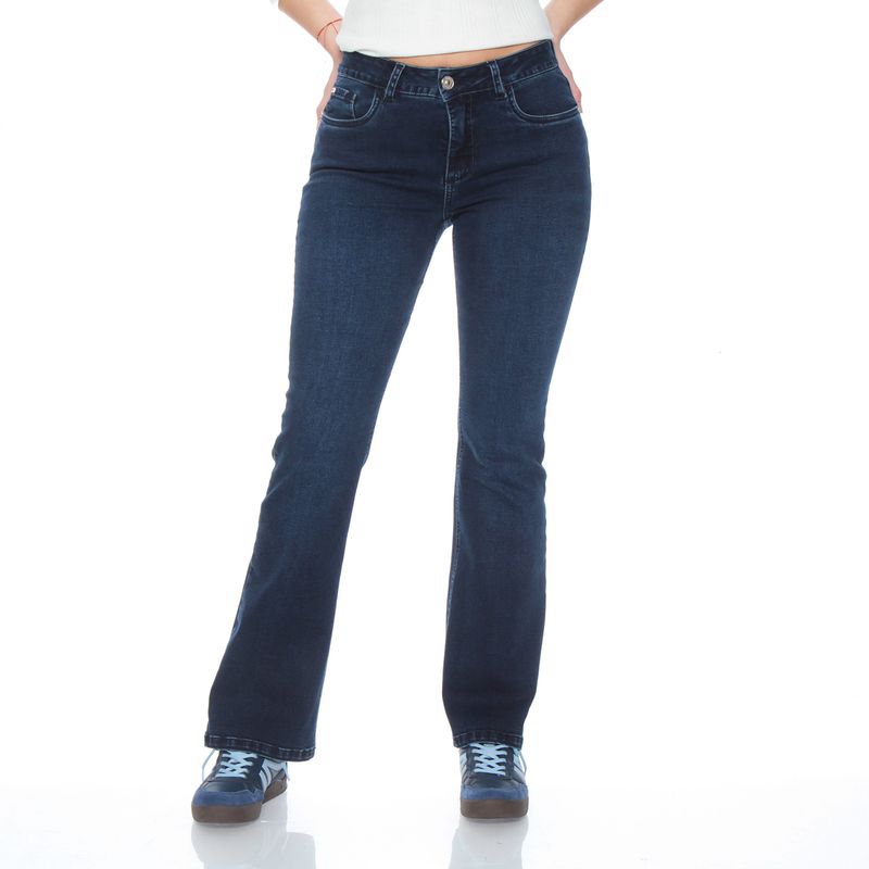WADOS - JEANS RECTO TIRO ALTO TAPETAS FALSAS PRETINA 1 BOTON