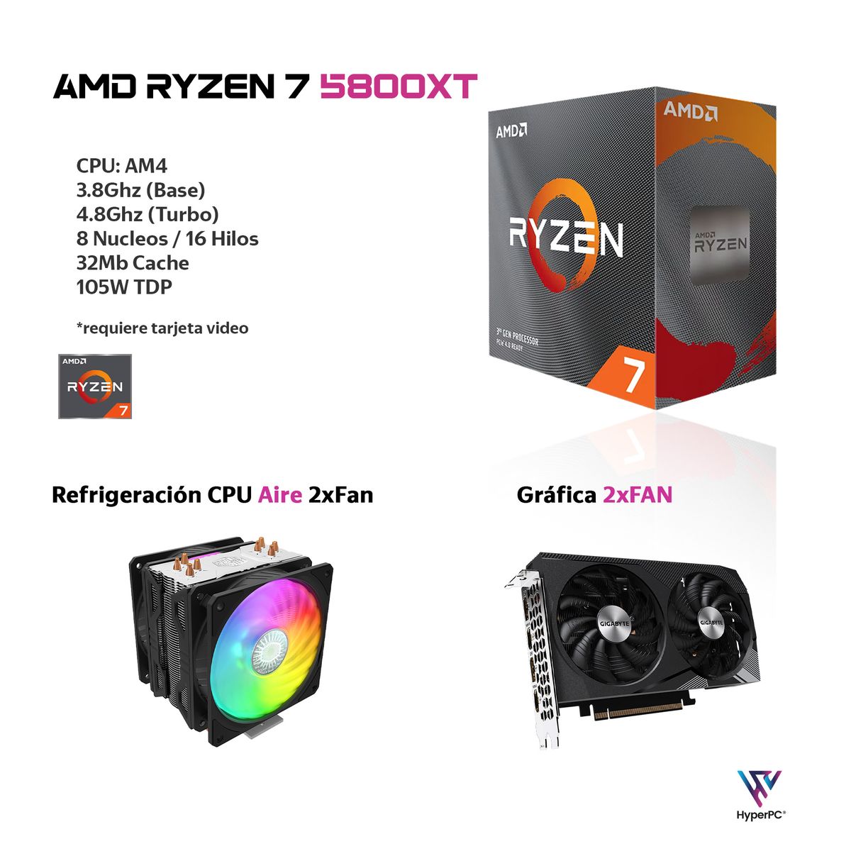 HYPERPC - PC GAMER AMD RYZEN 7 5800XT 32Gb 1Tb RTX 5060 Ti Air