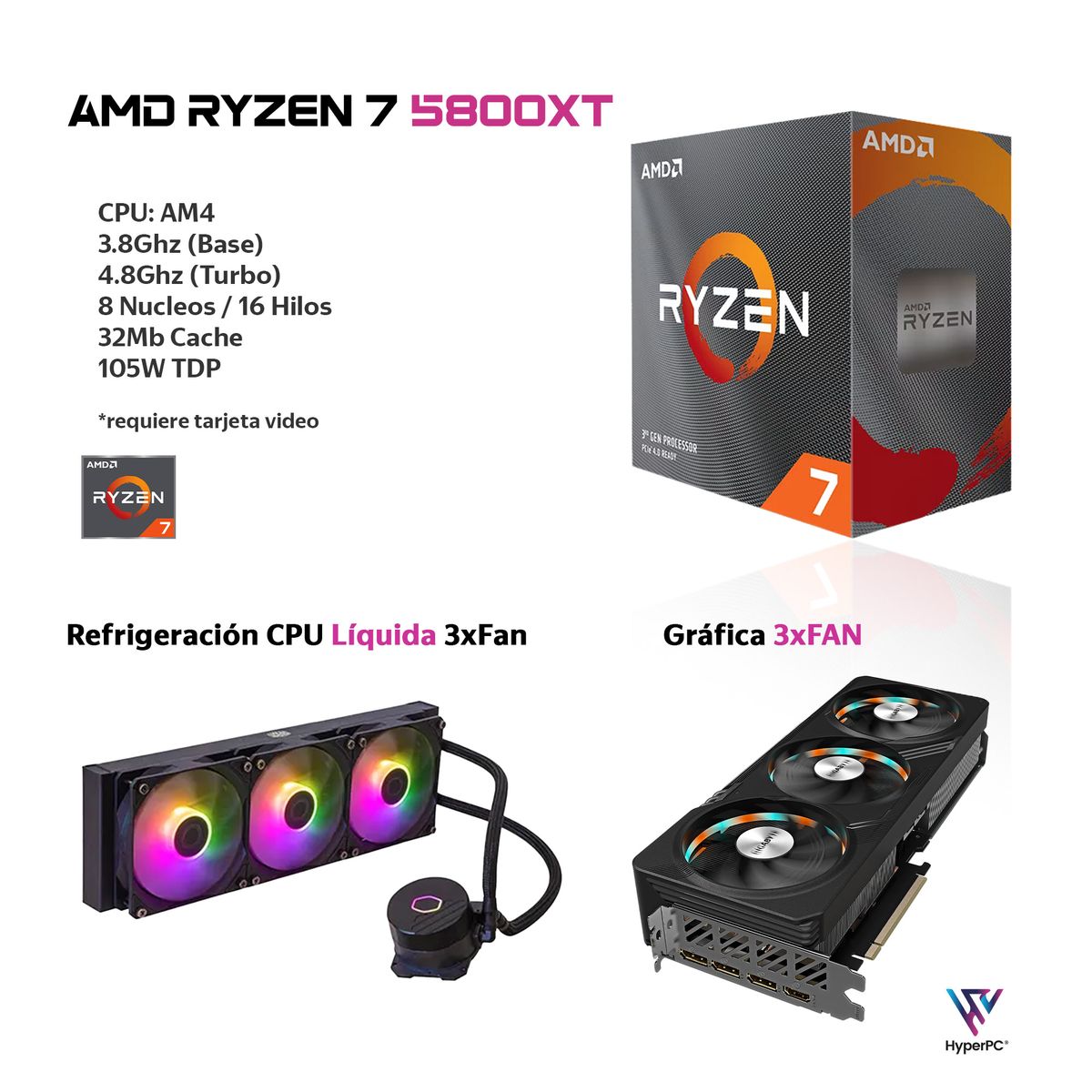 HYPERPC - PC GAMER AMD RYZEN 7 5800XT 32Gb 1Tb RTX 5070 Ti 16Gb